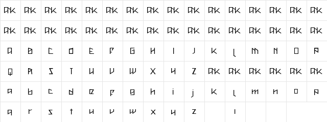 Metal as in Heavy Regular  glyph index