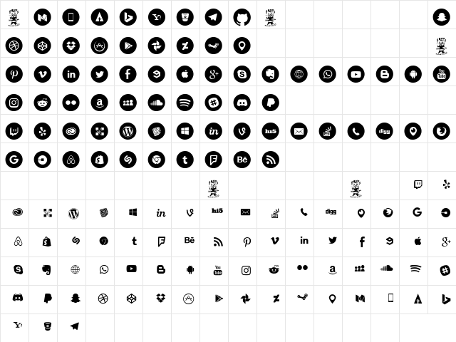 Social Media Circled Regular  glyph index