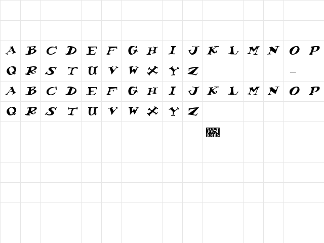 KoolKapsDisplayHvy Italic  glyph index