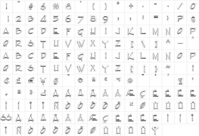 CindyBeckerOutline Normal  glyph index