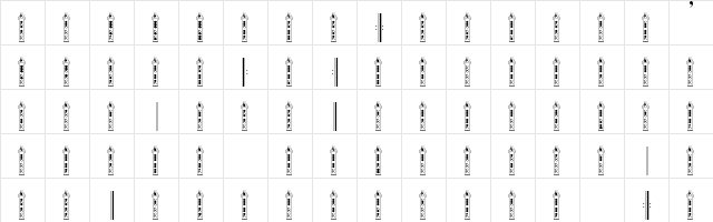 RecorderFace Regular  glyph index