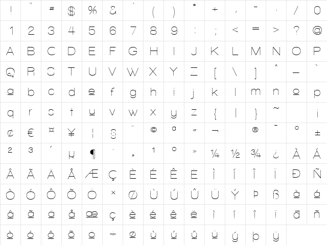 Walkway Upper Regular  glyph index