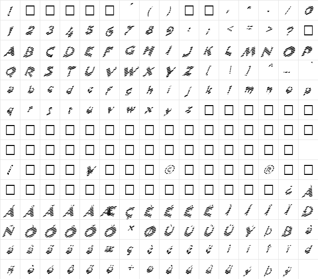 FZ JAZZY 11 STRIPED ITALIC Normal  glyph index