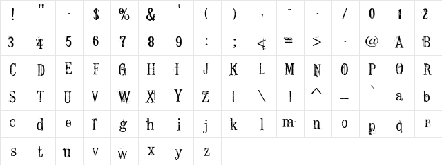 Conrad Veidt Regular  glyph index