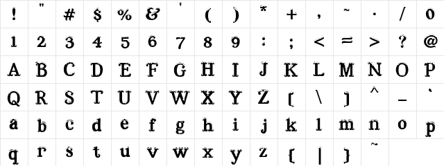 Clipz snowcap Regular  glyph index