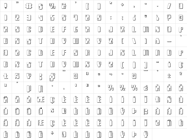 Zyborgs 3D 3D  glyph index