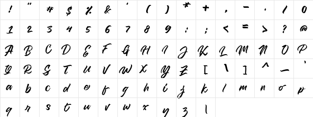 Royal muffin Regular  glyph index