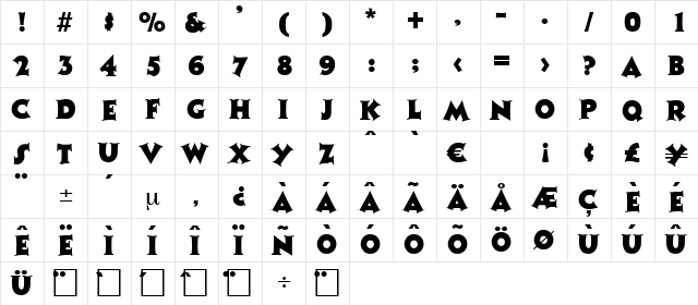 Monophon Regular  glyph index