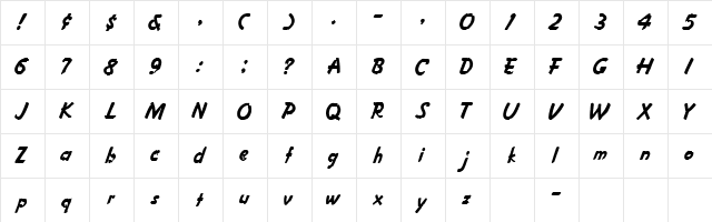 CARISSA Regular  glyph index