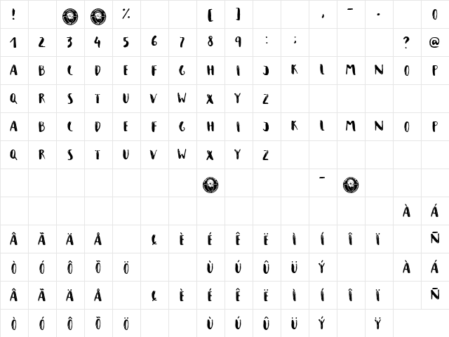 Campo de la Bota Regular  glyph index