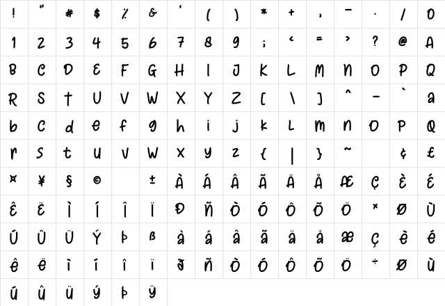 Club Style Regular  glyph index