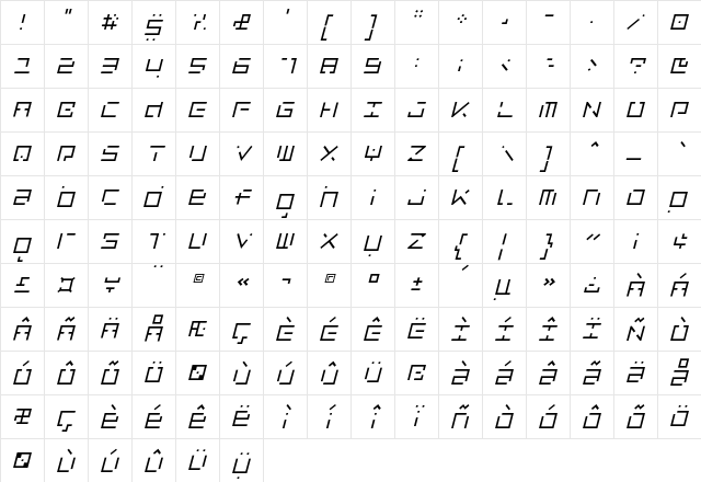 LuggageBroken LightObl  glyph index