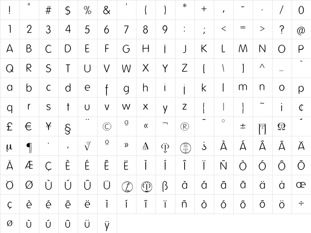 FolksFS Regular  glyph index