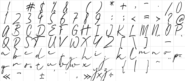 Quartila Regular  glyph index