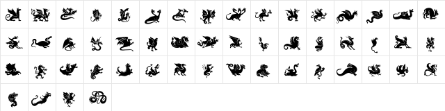 Dragons Regular  glyph index