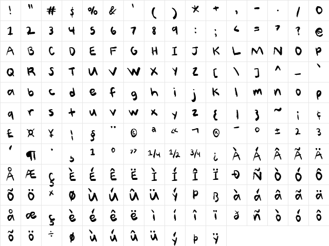 Better Sweet Regular  glyph index