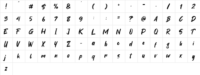 Youth Power Regular  glyph index
