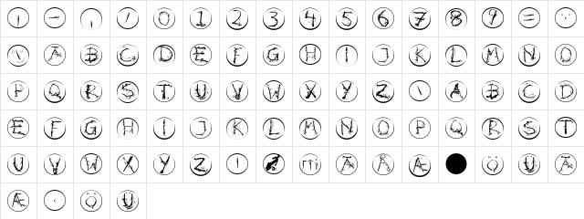 InkAlphabetRRings Regular  glyph index