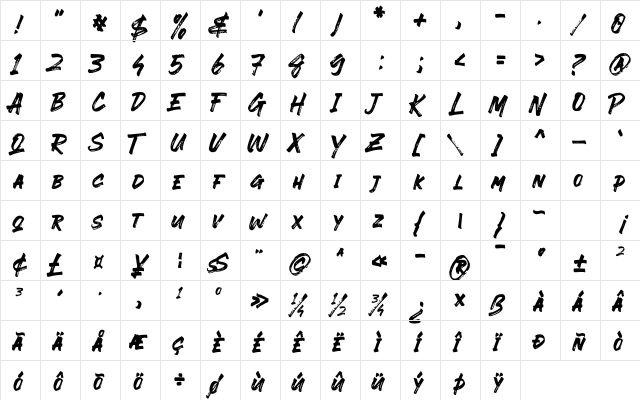 EVER LOOSER Regular  glyph index