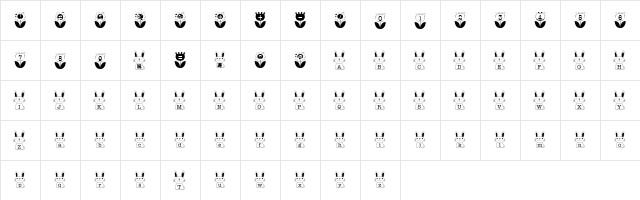 usagi Regular  glyph index