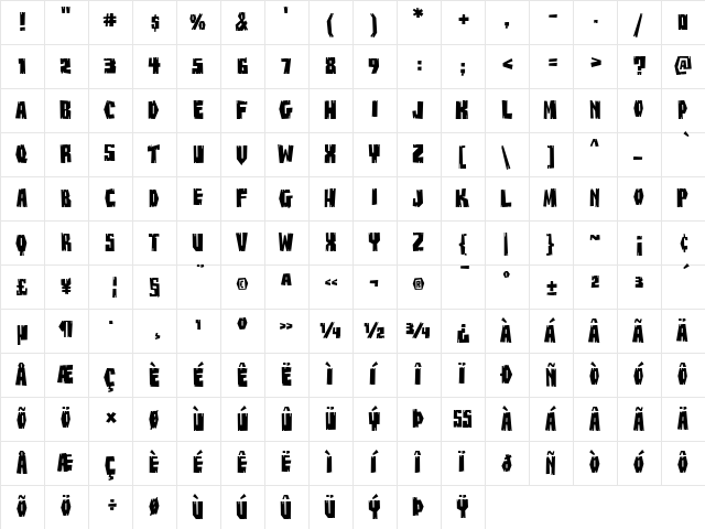 BuzzSaw Chipped AOE Regular  glyph index