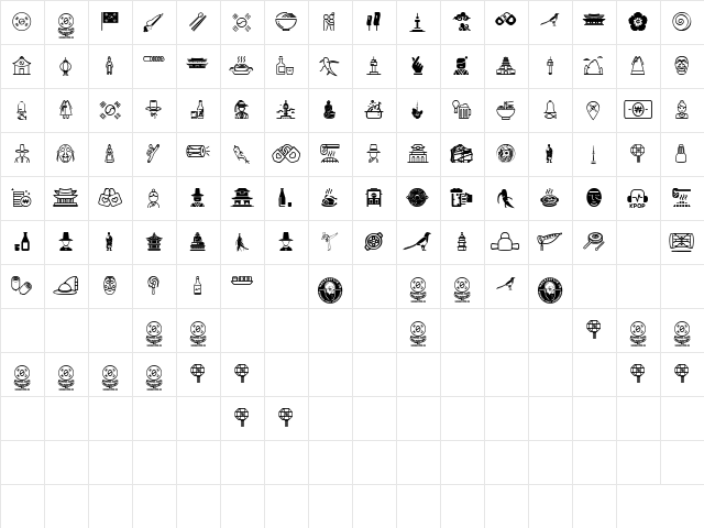 Korean Icons Regular  glyph index