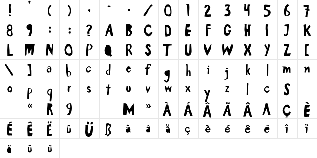 Nacht Regular  glyph index