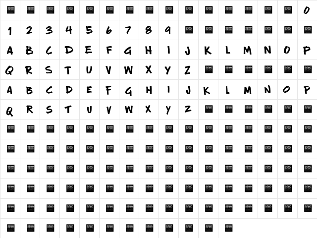 New Rules - Demo Regular  glyph index