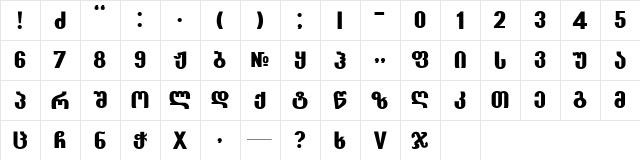 Grotesky-ITV Bold  glyph index