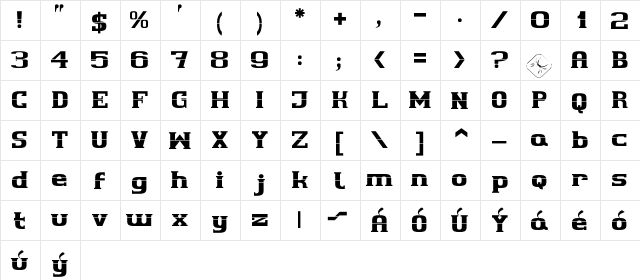 cherif Regular  glyph index