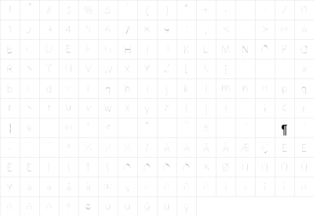 GrutchLine Regular  glyph index