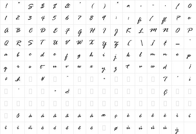 Cage Regular  glyph index
