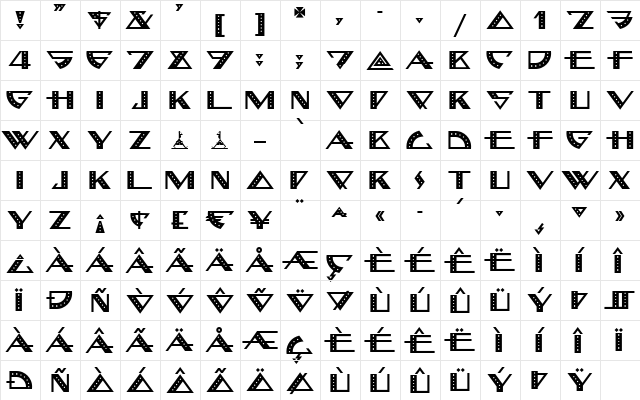 BellhopNF Regular  glyph index