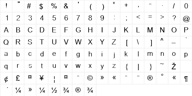 Alice5 Unicode Regular  glyph index