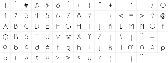 Anson Regular  glyph index