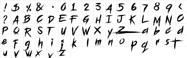 BLOODSEEKER DEMO Regular  glyph index