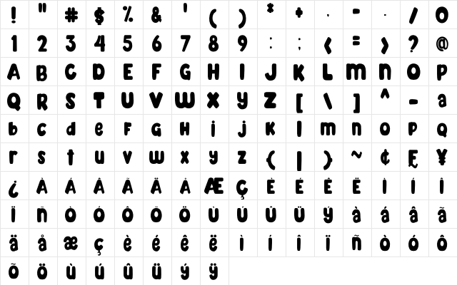 Mahoney Higher Regular  glyph index