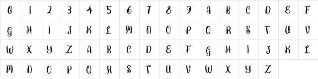 Butterfly FREE Regular  glyph index