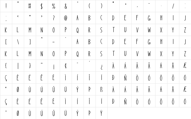 Spread Beauty Regular  glyph index