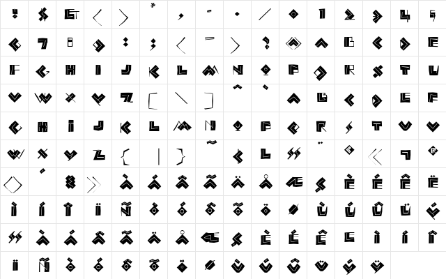 AIIdeoRoughInline Regular  glyph index