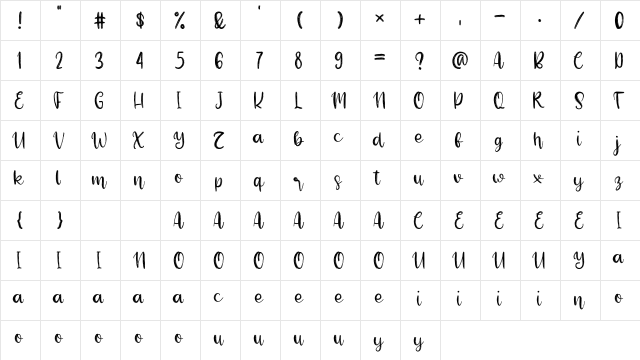 Beauty Sunflower Regular  glyph index