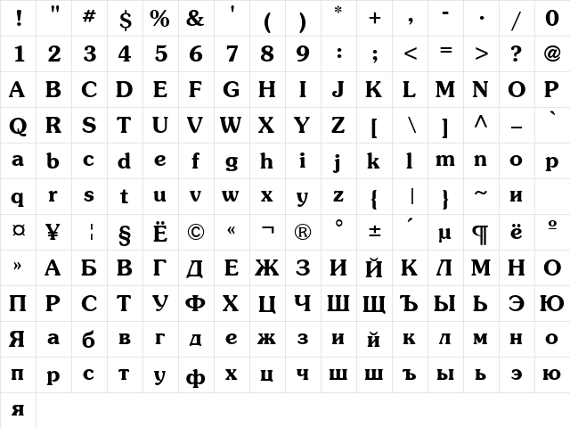 AGSouCyrillic Bold A  glyph index