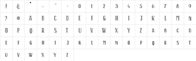 Jam Session Regular  glyph index
