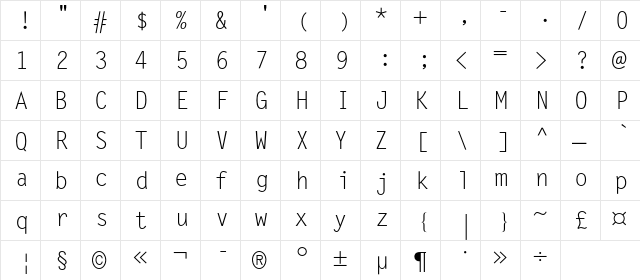 Metronom-Regular Regular  glyph index
