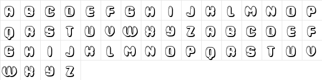 Roller Regular  glyph index