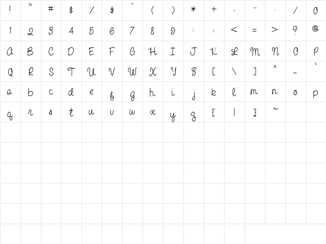 Doodle Journal Regular  glyph index