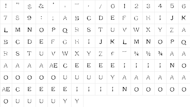 Respess Capitals Light Light  glyph index