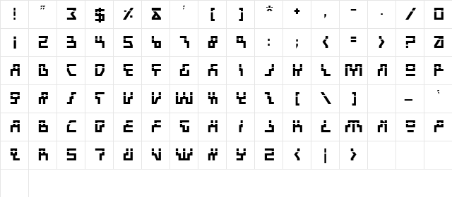 Beam Rider Bold Laser Bold Laser  glyph index