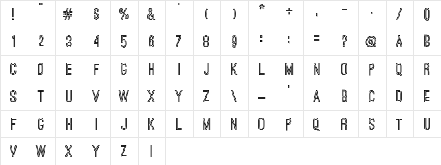 Ostrich Sans Bold  glyph index