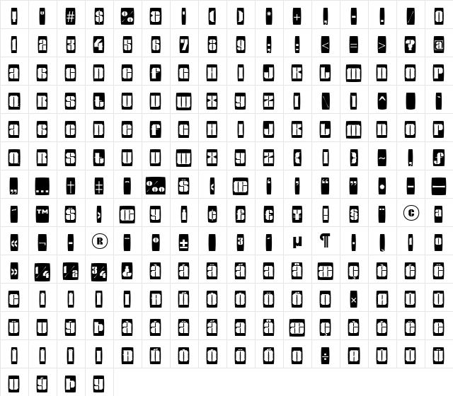 a_GladeCmFsh Regular  glyph index